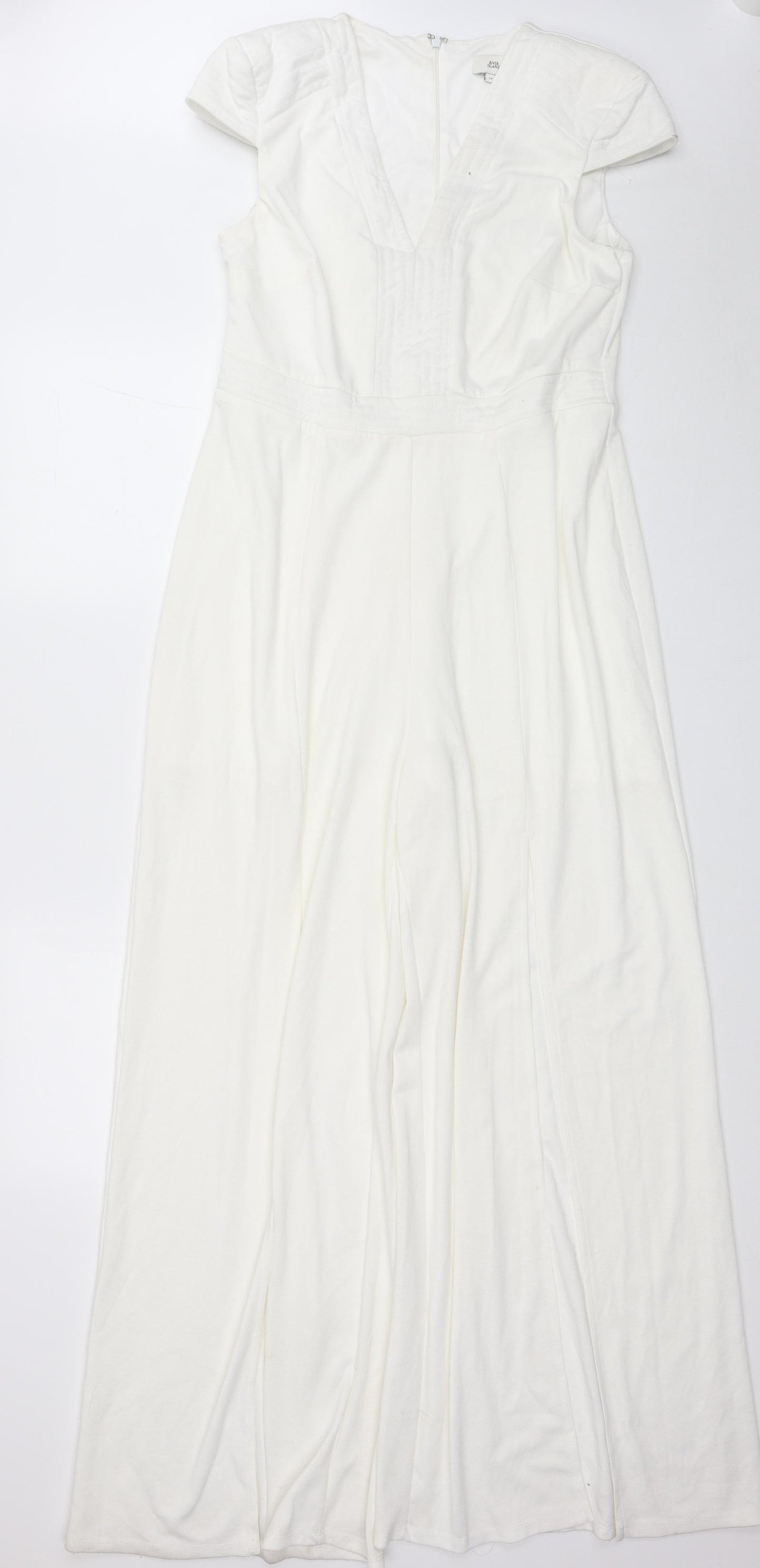 River Island Womens White Polyester Jumpsuit One-Piece Size 14 L30 in Zip
