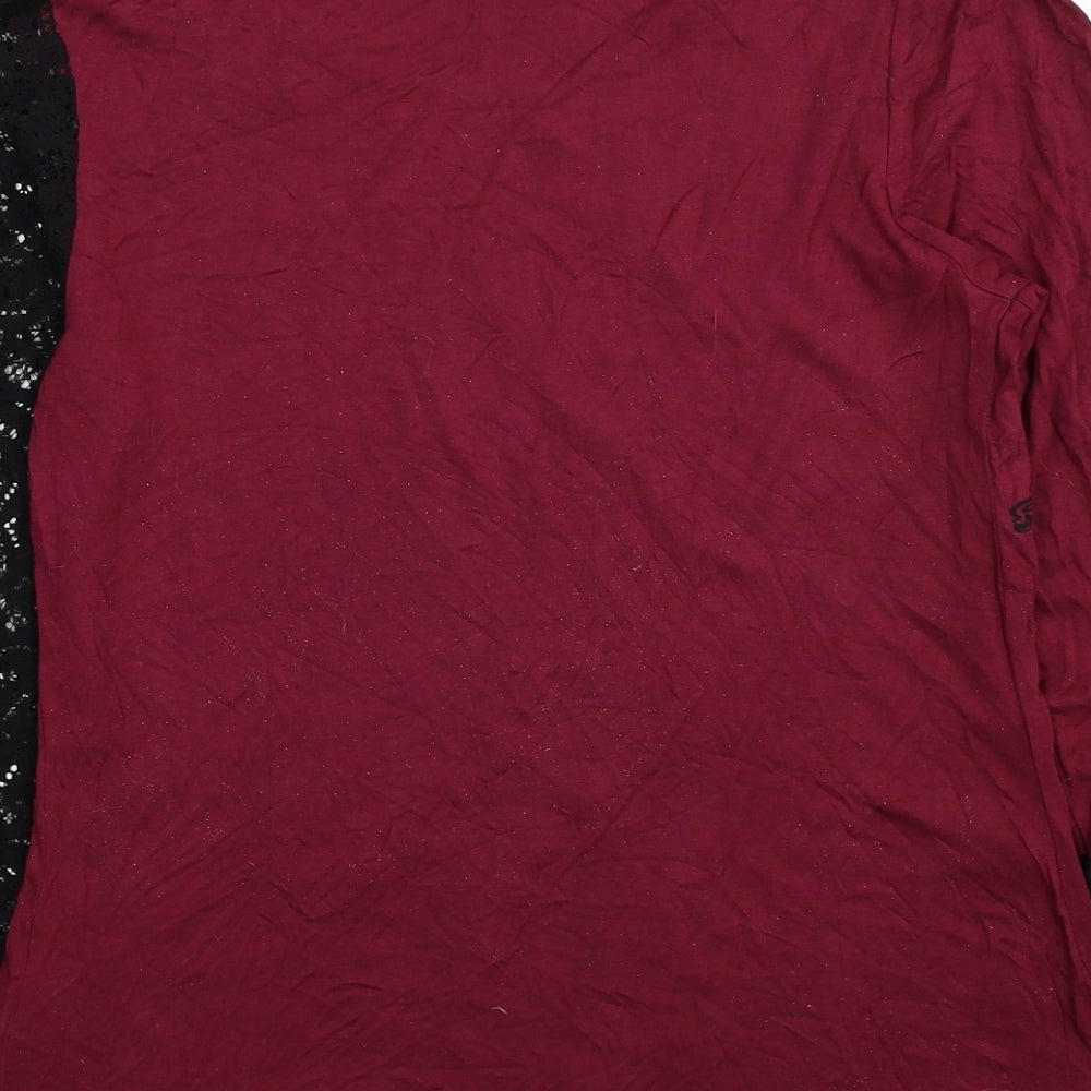 Joe Browns Womens Red Geometric Viscose Basic Blouse Size 14 Scoop Neck
