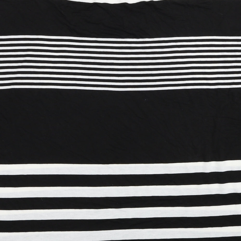New Look Womens Black Striped Viscose Basic T-Shirt Size 18 Round Neck