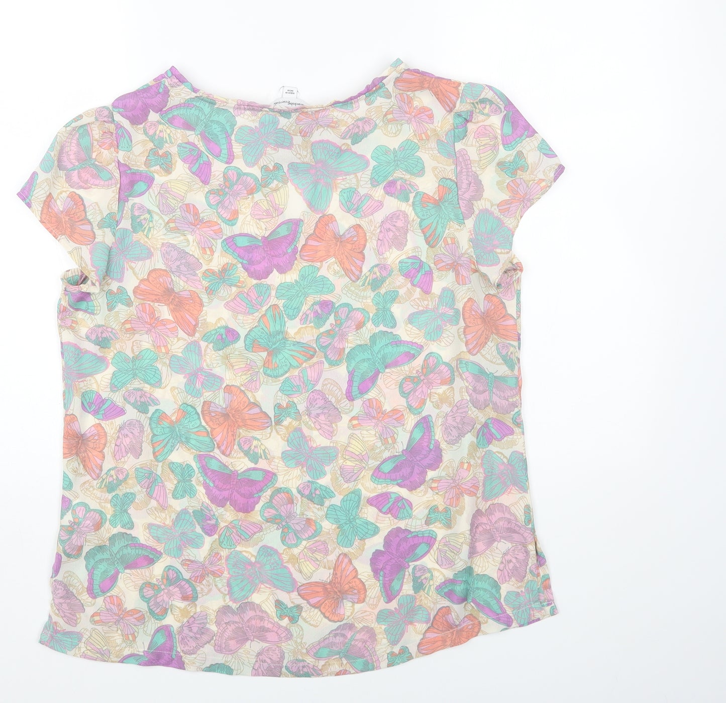 Wardrobe Womens Multicoloured Geometric Polyester Basic Blouse Size 12 Round Neck - Butterflies