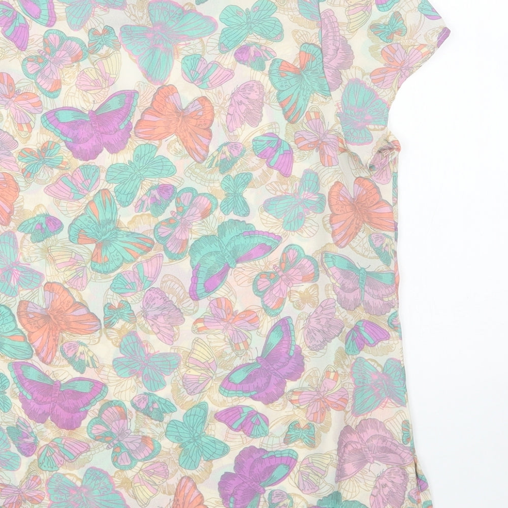 Wardrobe Womens Multicoloured Geometric Polyester Basic Blouse Size 12 Round Neck - Butterflies