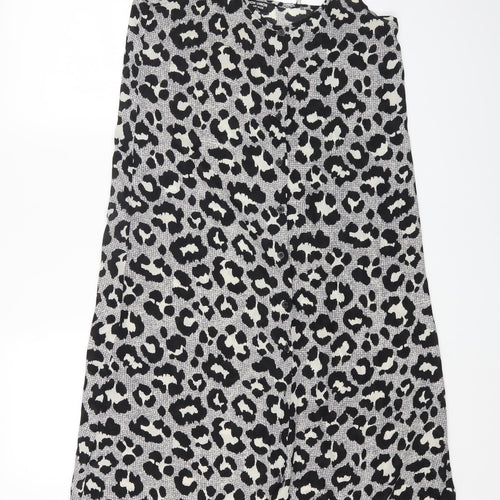 Fashion Union Womens Grey Animal Print Polyester Maxi Size 10 Scoop Neck Button - Leopard Print