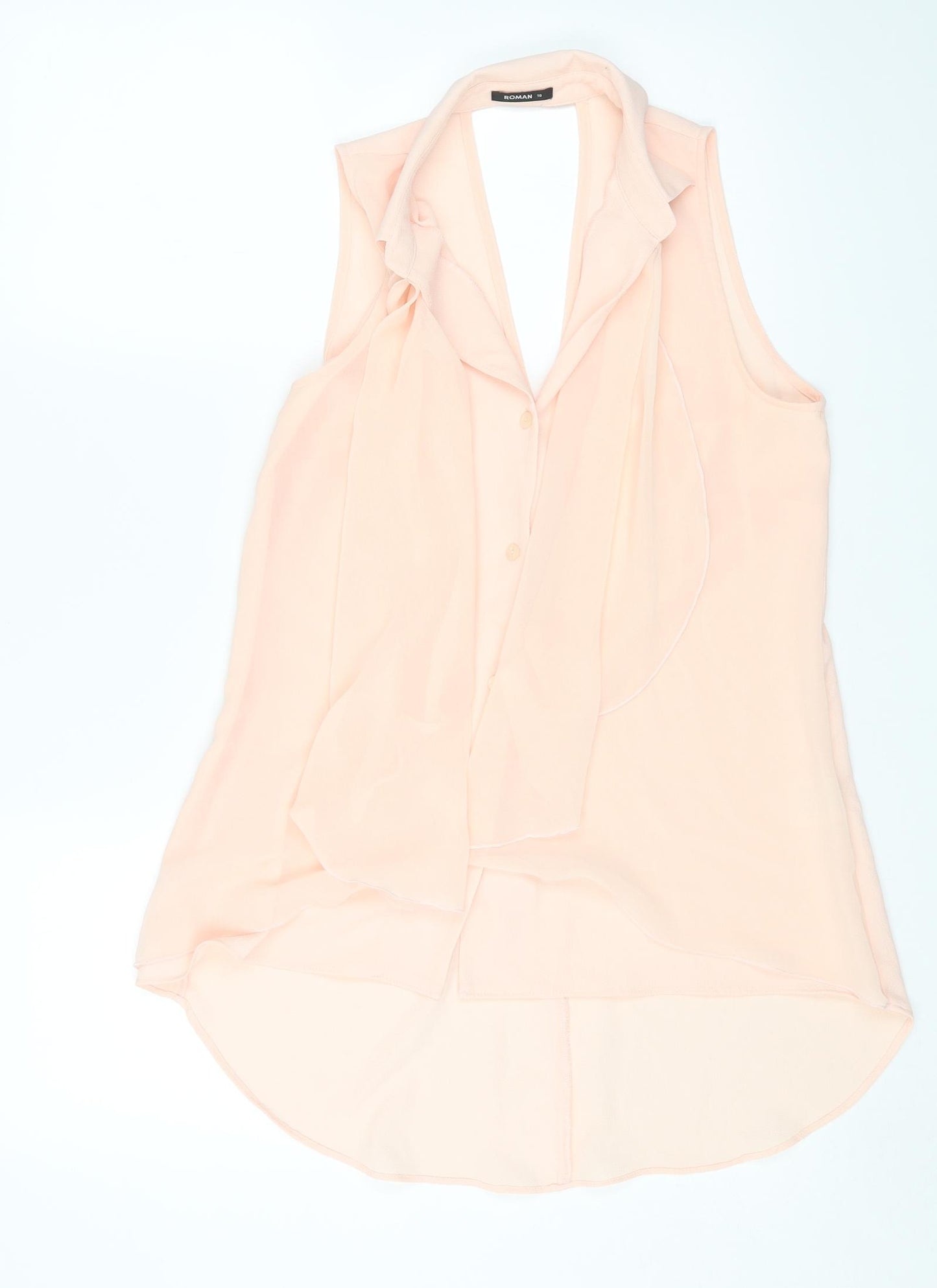 Roman Womens Pink Polyester Basic Blouse Size 10 Collared