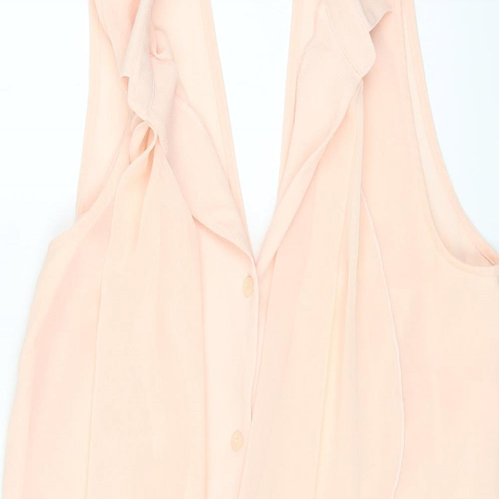 Roman Womens Pink Polyester Basic Blouse Size 10 Collared