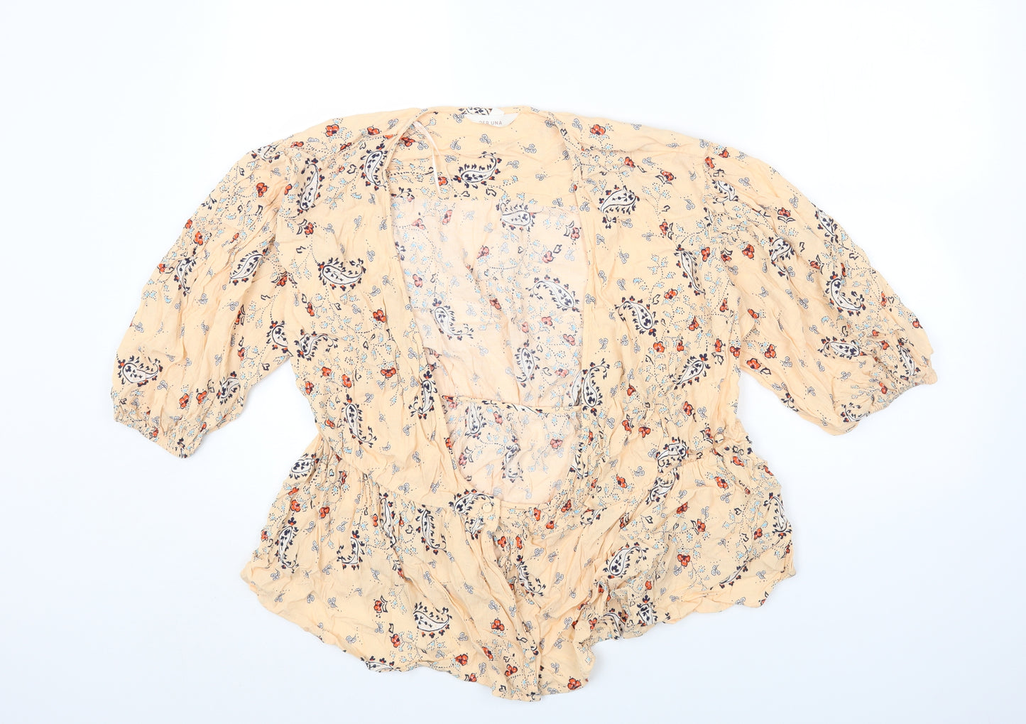 Per Una Womens Orange Paisley Viscose Basic T-Shirt Size 10 Scoop Neck