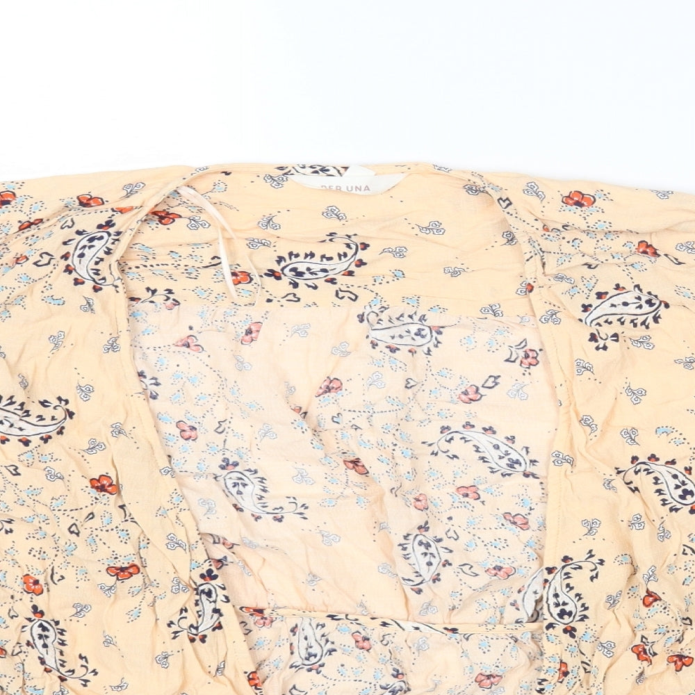 Per Una Womens Orange Paisley Viscose Basic T-Shirt Size 10 Scoop Neck