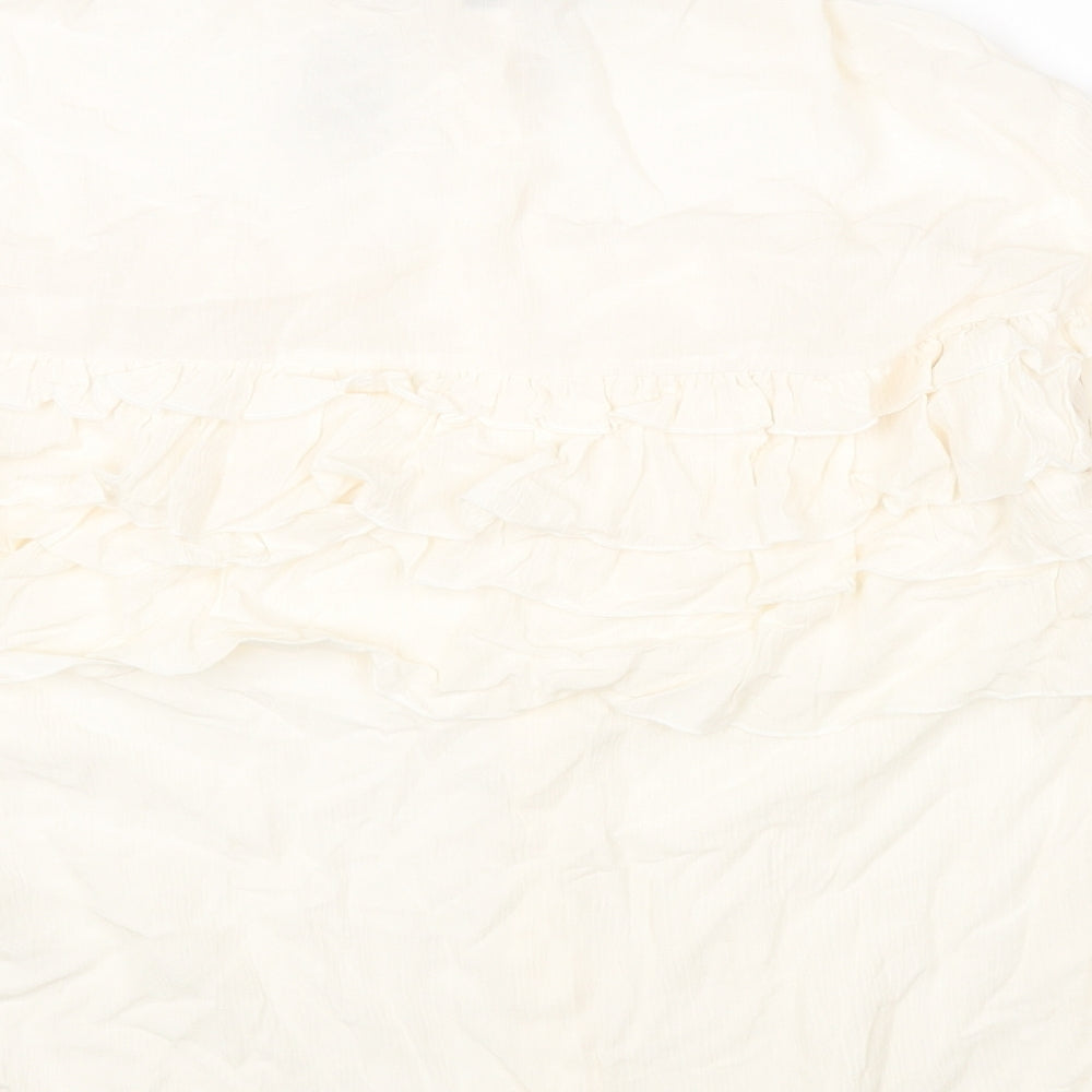 Zara Womens Ivory Polyester Basic Blouse Size S Round Neck