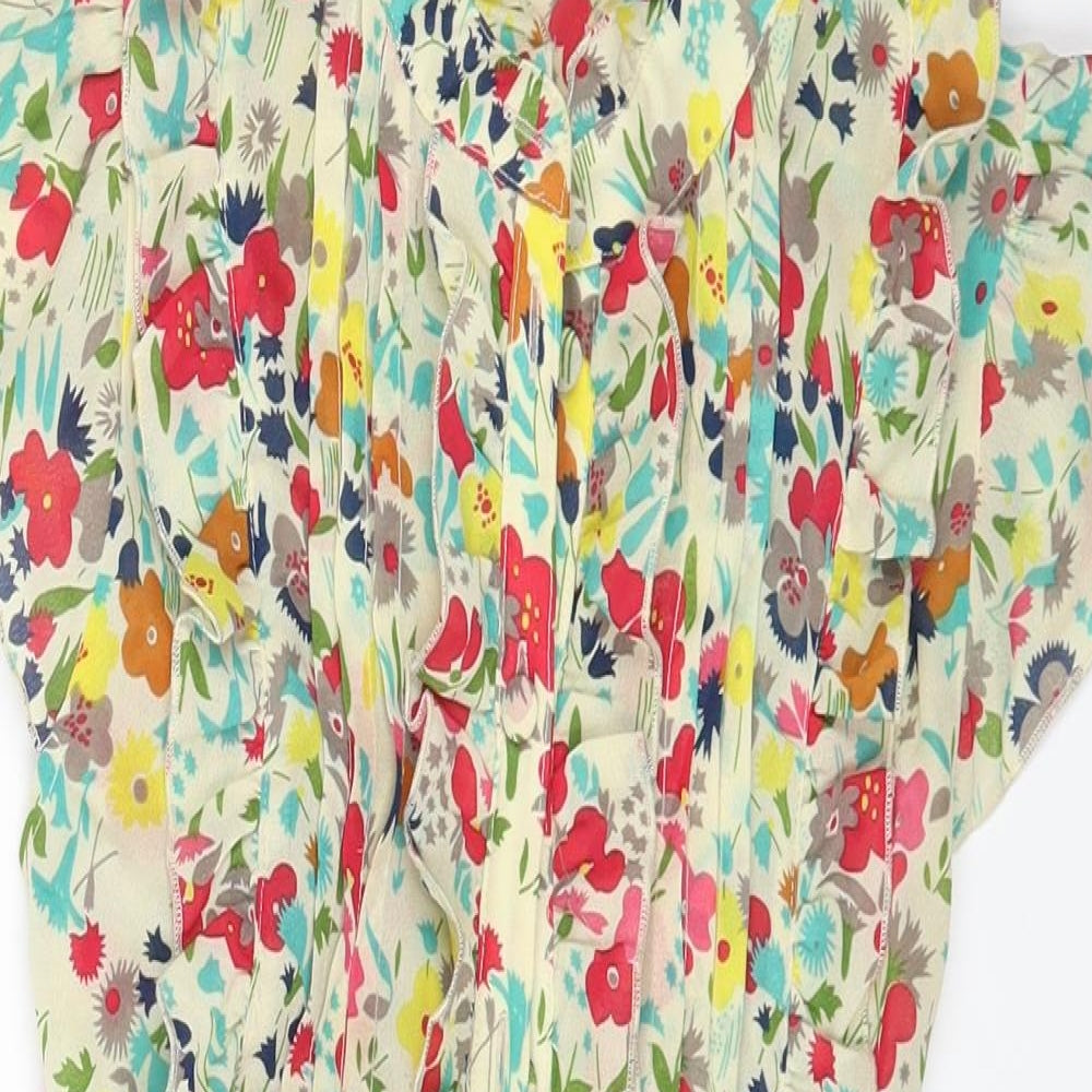 ValleyGirl Womens Multicoloured Floral Polyester Basic Blouse Size 10 V-Neck