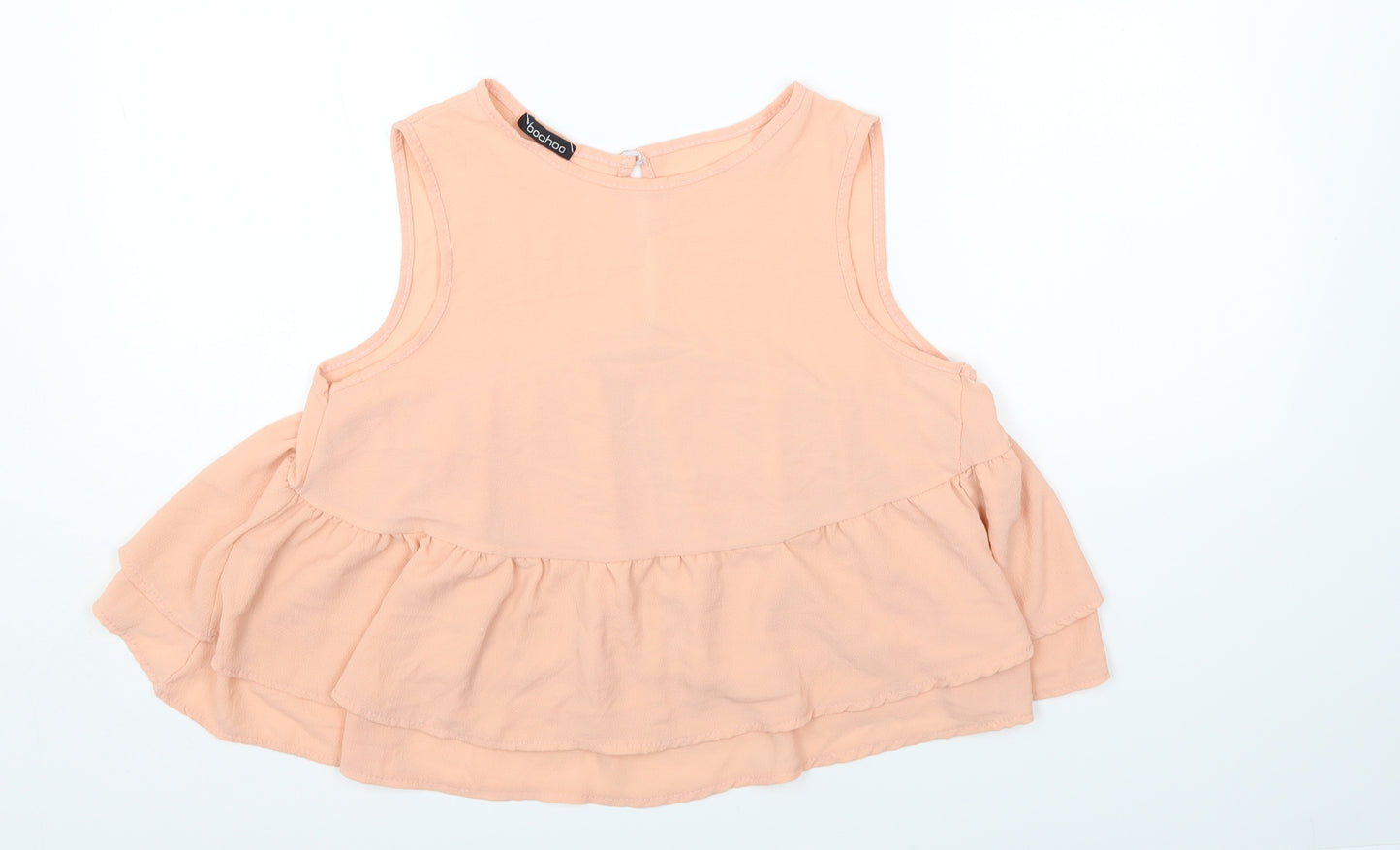 Boohoo Womens Pink Polyester Cropped Tank Size 8 Round Neck