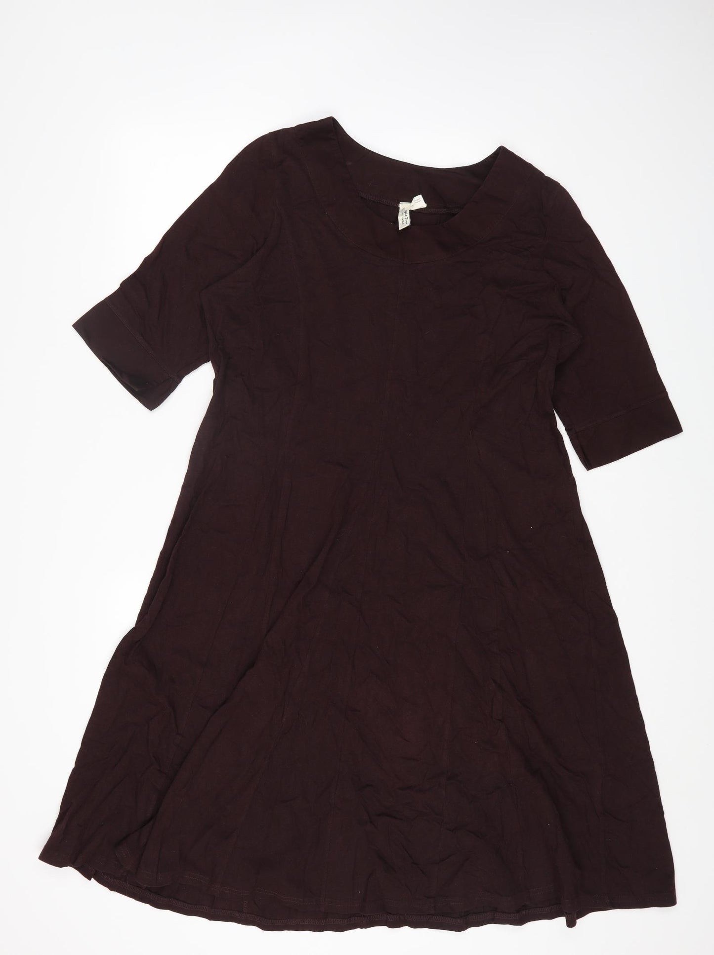 People Tree Womens Brown Cotton A-Line Size 16 Round Neck Pullover