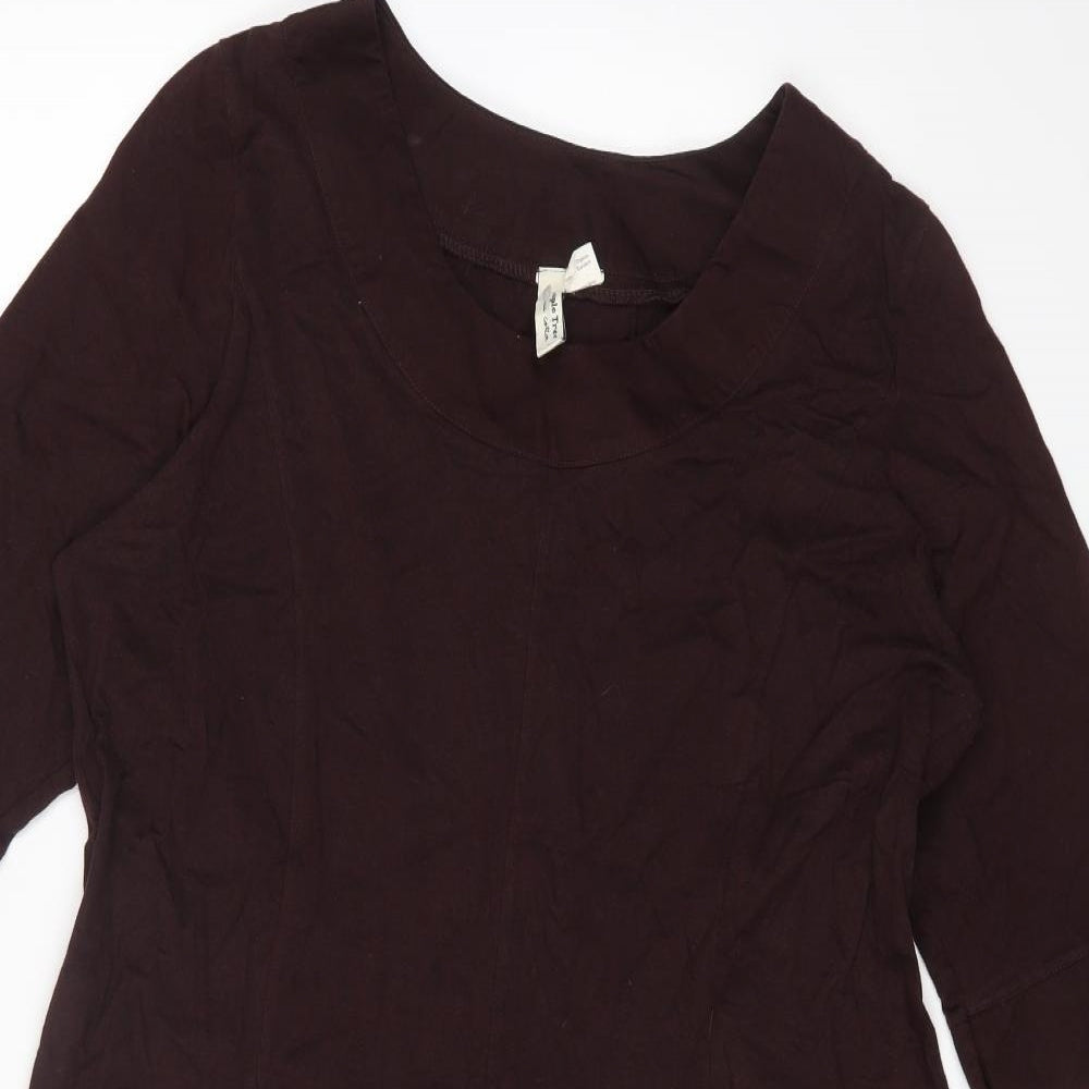 People Tree Womens Brown Cotton A-Line Size 16 Round Neck Pullover