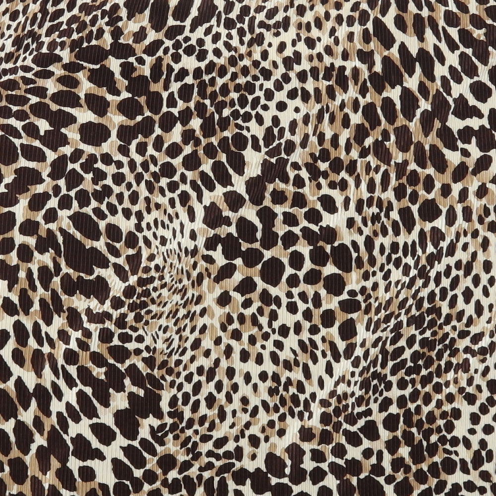 Marks and Spencer Womens Brown Animal Print Polyester Basic T-Shirt Size 18 Round Neck