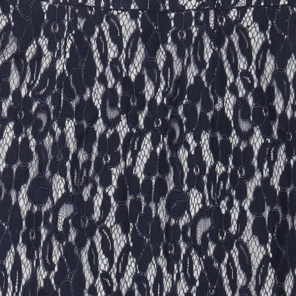 L.K. Bennett Womens Blue Polyamide A-Line Skirt Size 10 Zip