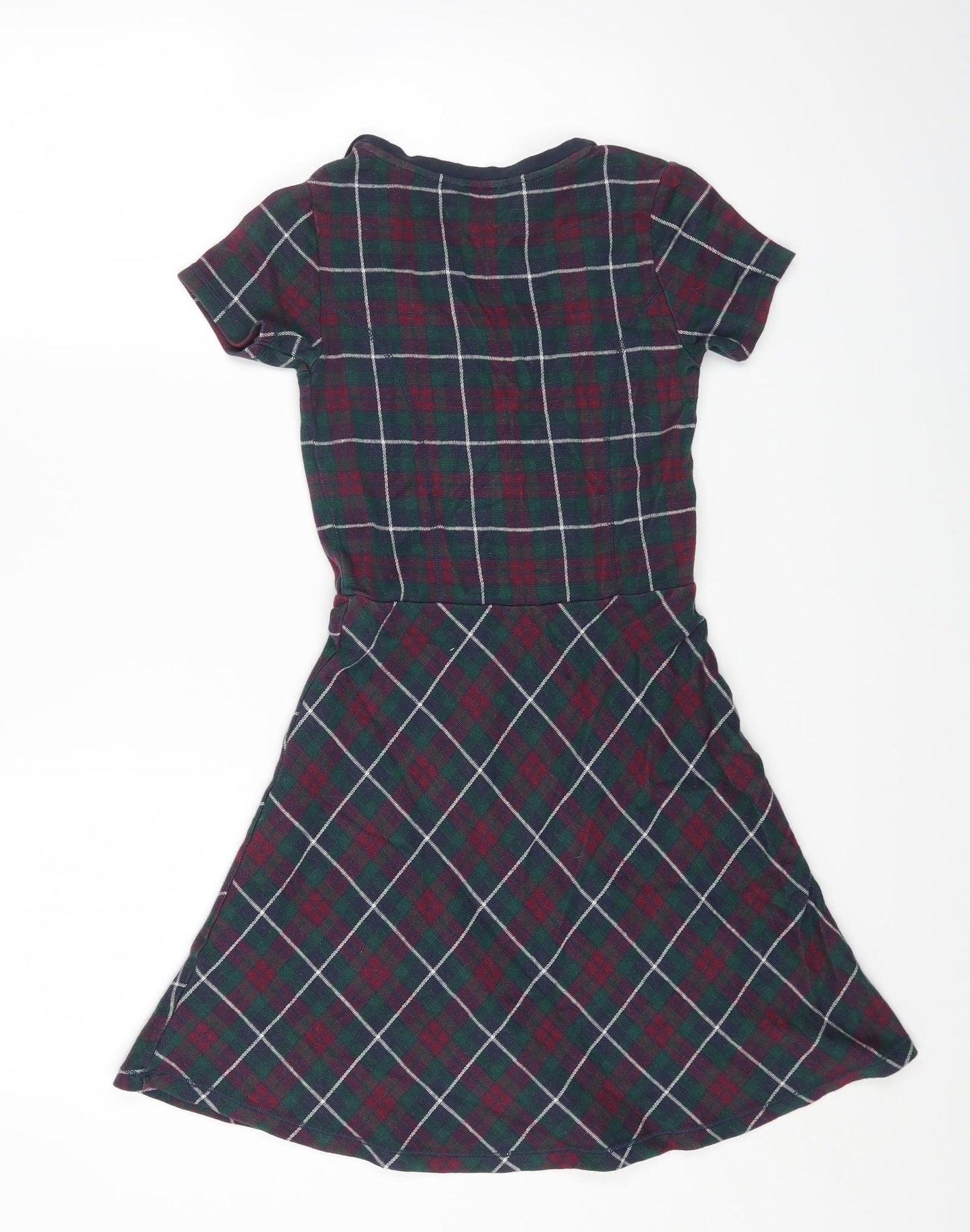 Jack Wills Womens Multicoloured Check Cotton Fit & Flare Size 6 Round Neck Pullover