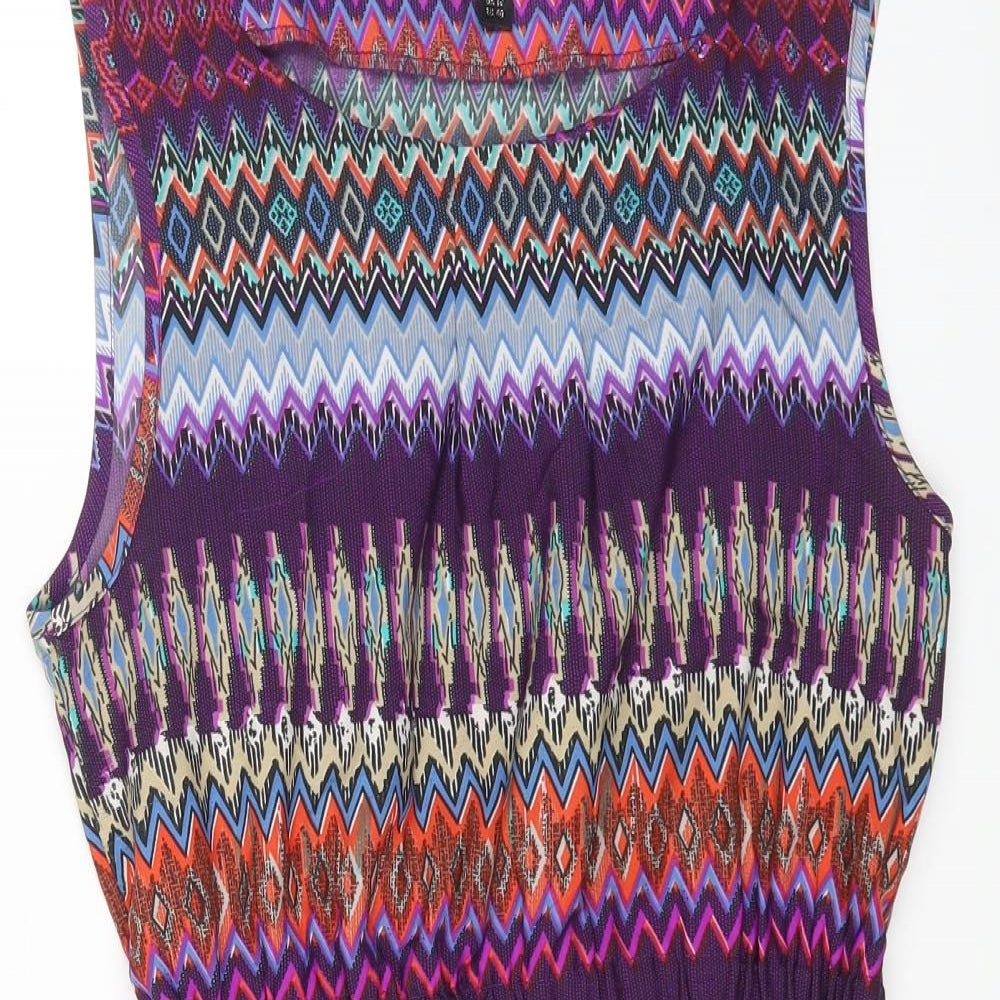 ISKA Womens Multicoloured Geometric Polyester Fit & Flare Size 12 Round Neck Pullover