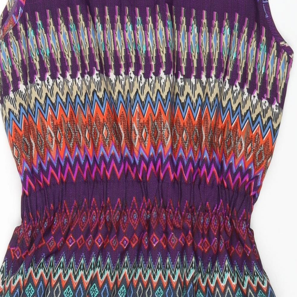 ISKA Womens Multicoloured Geometric Polyester Fit & Flare Size 12 Round Neck Pullover