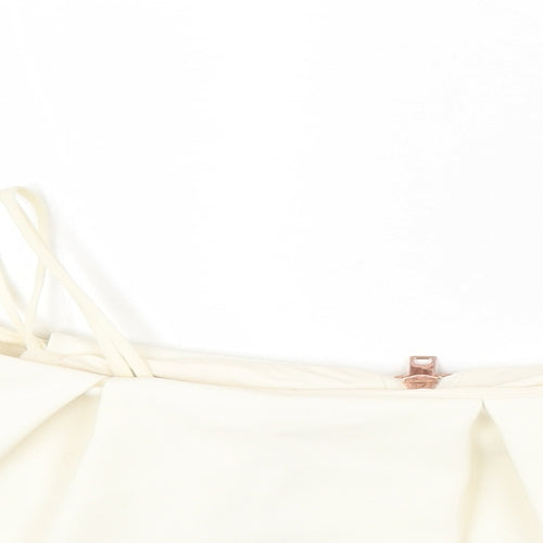 Topshop Womens Ivory Polyester Cropped T-Shirt Size 10 Square Neck