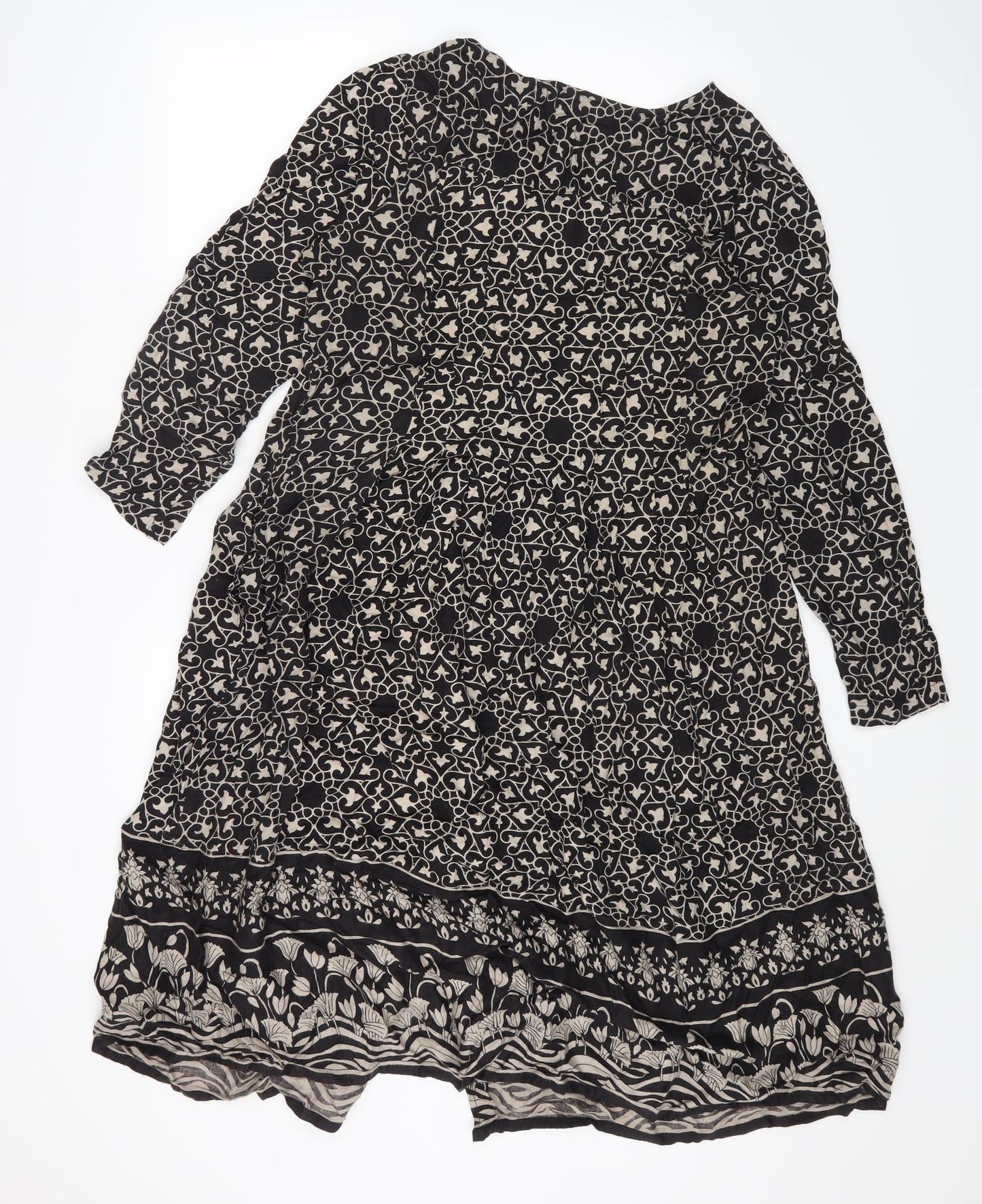 Lily ella Womens Multicoloured Geometric Viscose A-Line Size 16 Round Neck Button