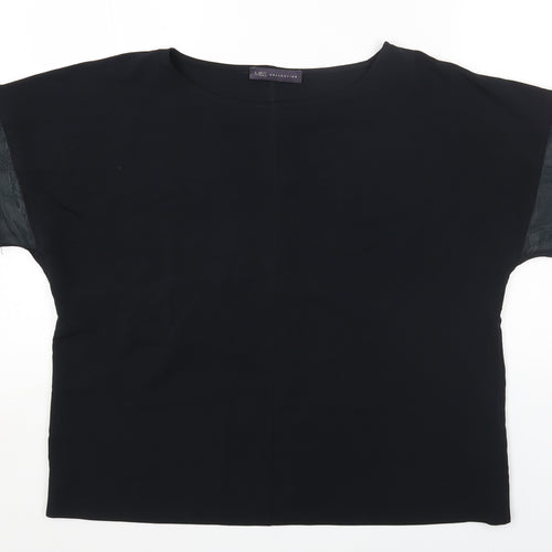 Marks and Spencer Womens Black Polyester Basic Blouse Size 14 Round Neck