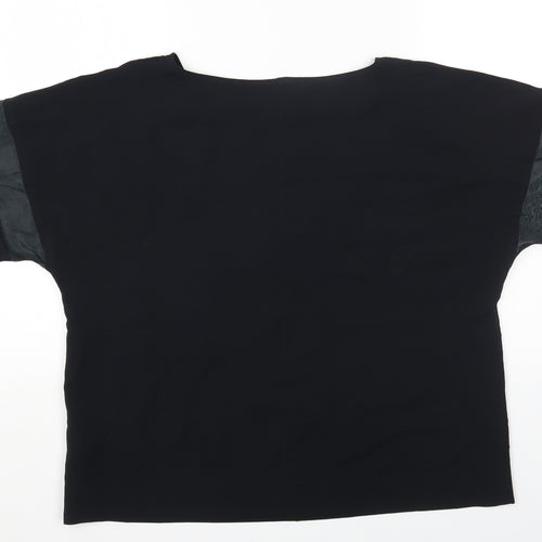 Marks and Spencer Womens Black Polyester Basic Blouse Size 14 Round Neck