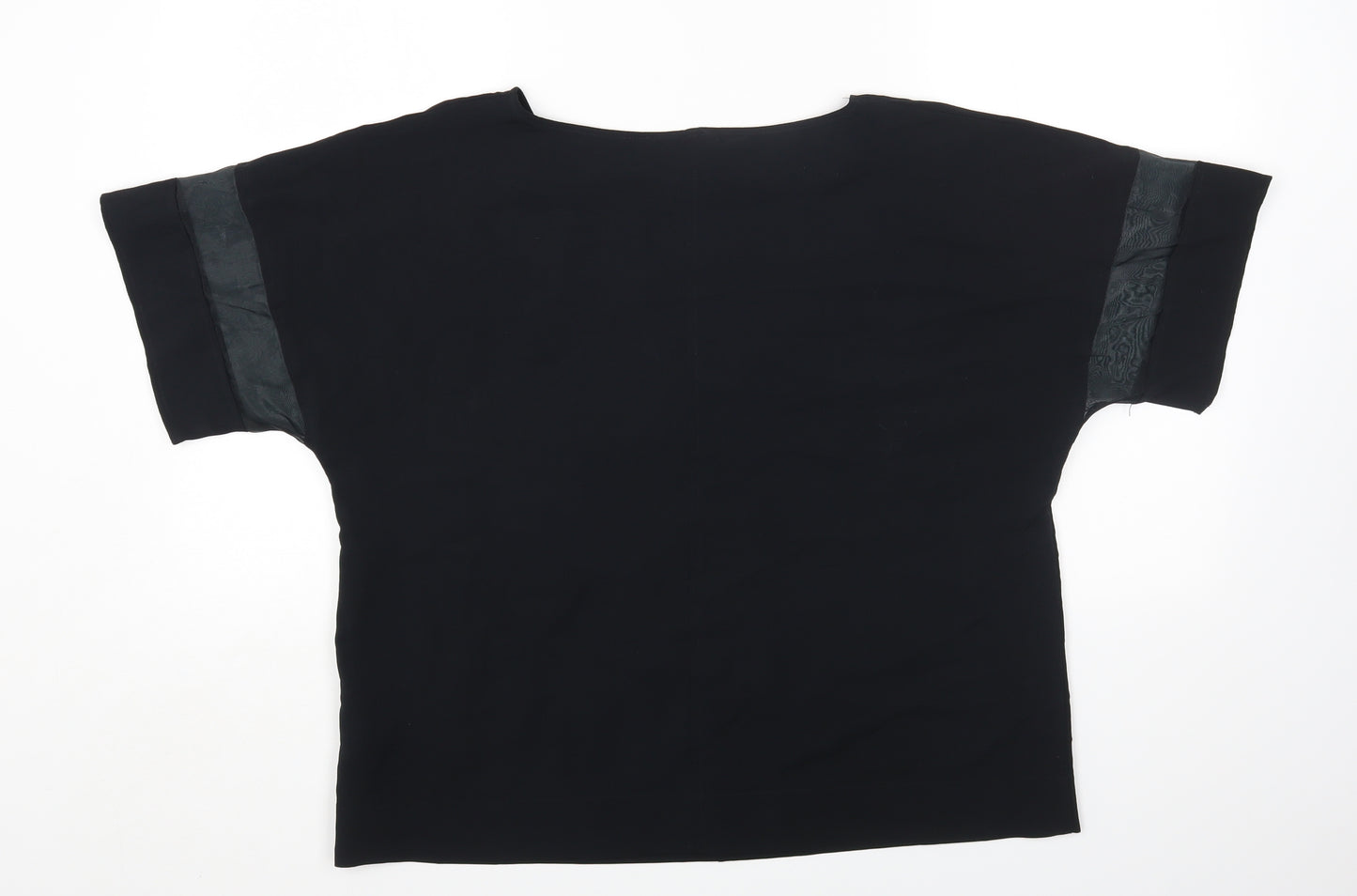 Marks and Spencer Womens Black Polyester Basic Blouse Size 14 Round Neck