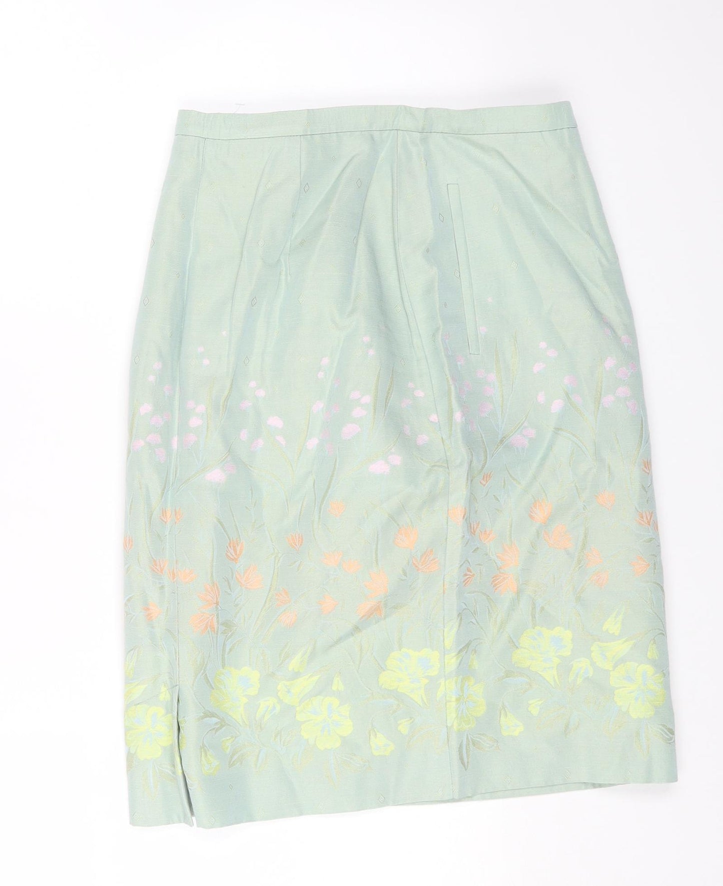 Paul Costelloe Womens Green Floral Viscose Mini Skirt Size 10 Zip