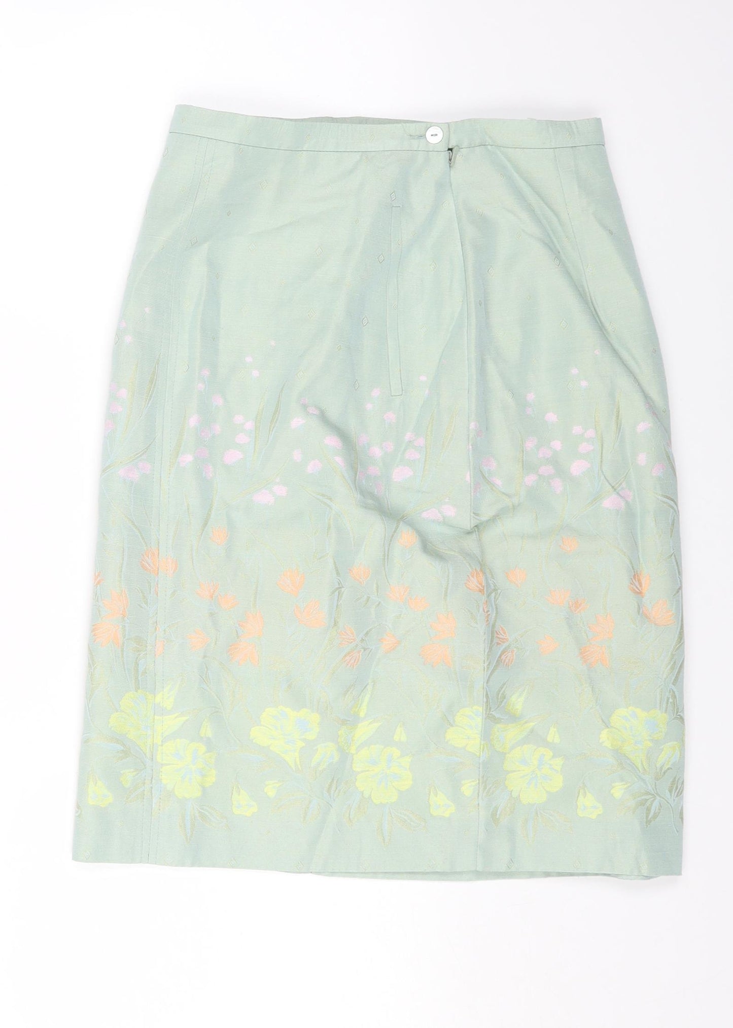 Paul Costelloe Womens Green Floral Viscose Mini Skirt Size 10 Zip