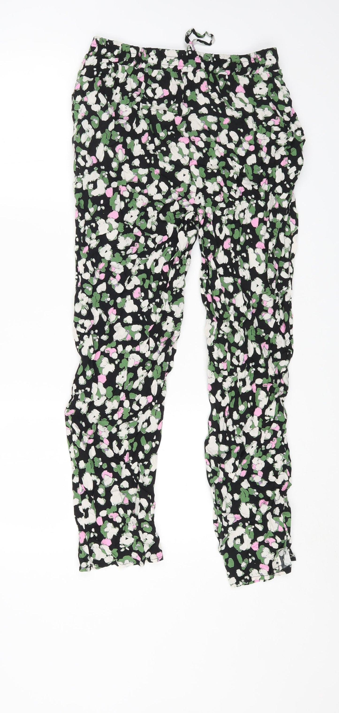 Papaya Womens Multicoloured Geometric Viscose Trousers Size 12 L24 in Regular Drawstring
