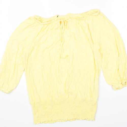 LASCANA Womens Yellow Viscose Jersey T-Shirt Size 14 Off the Shoulder