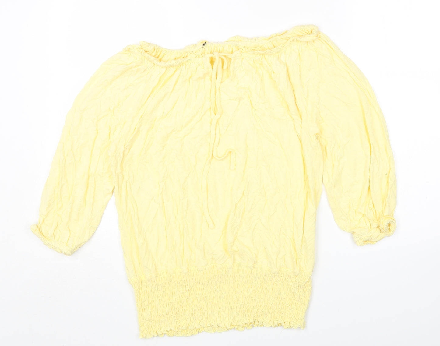 LASCANA Womens Yellow Viscose Jersey T-Shirt Size 14 Off the Shoulder