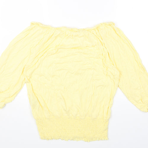 LASCANA Womens Yellow Viscose Jersey T-Shirt Size 14 Off the Shoulder