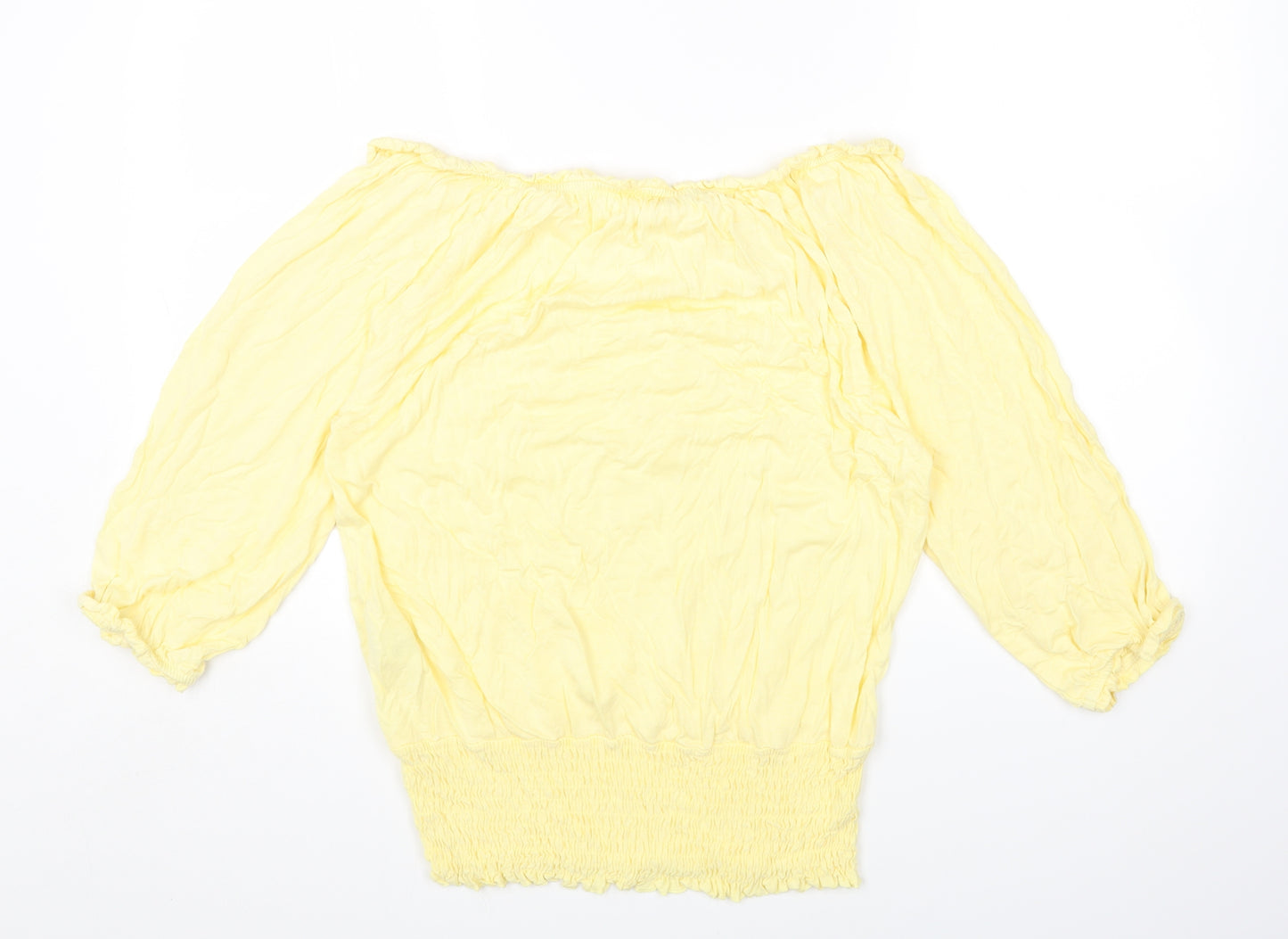 LASCANA Womens Yellow Viscose Jersey T-Shirt Size 14 Off the Shoulder