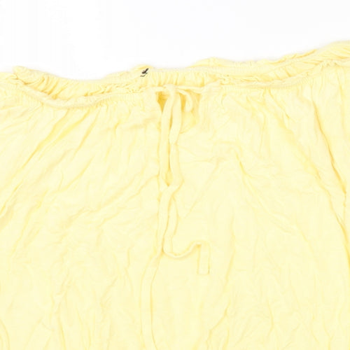 LASCANA Womens Yellow Viscose Jersey T-Shirt Size 14 Off the Shoulder
