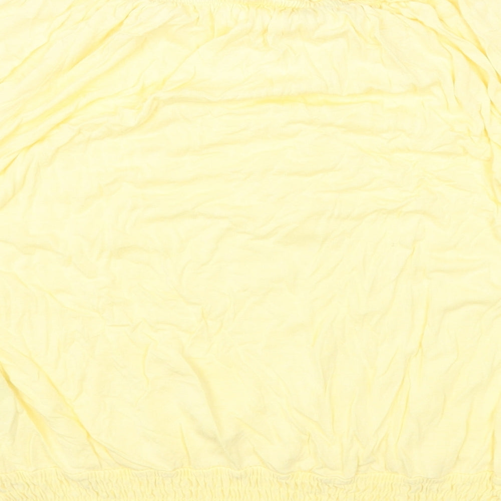 LASCANA Womens Yellow Viscose Jersey T-Shirt Size 14 Off the Shoulder