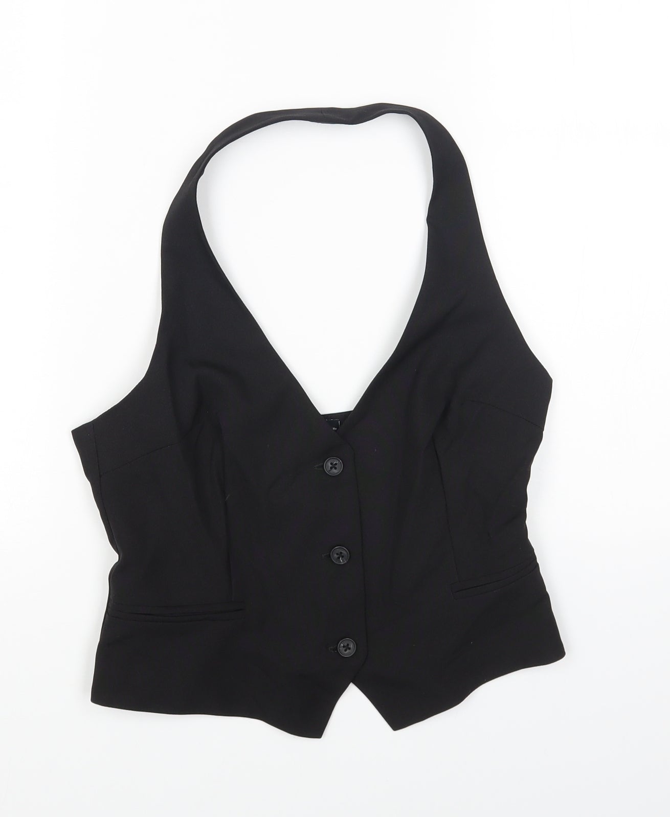 ASOS Womens Black Polyester Cropped Tank Size 8 Halter