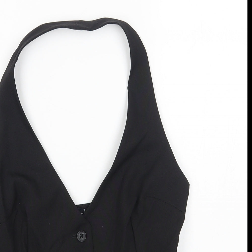ASOS Womens Black Polyester Cropped Tank Size 8 Halter