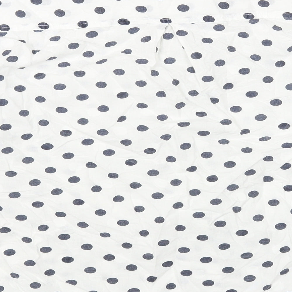 Marks and Spencer Womens White Polka Dot Cotton Basic Button-Up Size 16 Collared