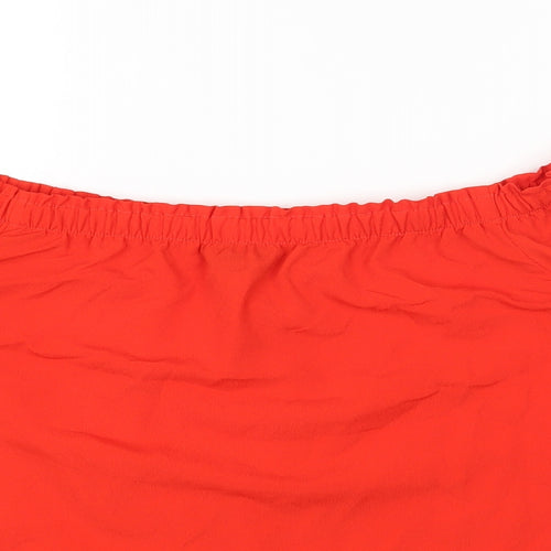 F&F Womens Red Polyester Basic T-Shirt Size 10 Off the Shoulder