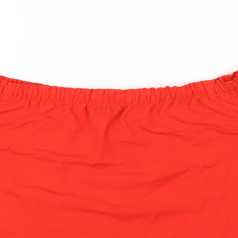 F&F Womens Red Polyester Basic T-Shirt Size 10 Off the Shoulder