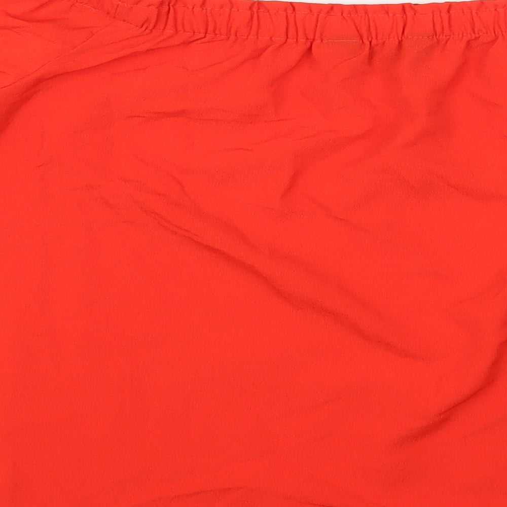 F&F Womens Red Polyester Basic T-Shirt Size 10 Off the Shoulder