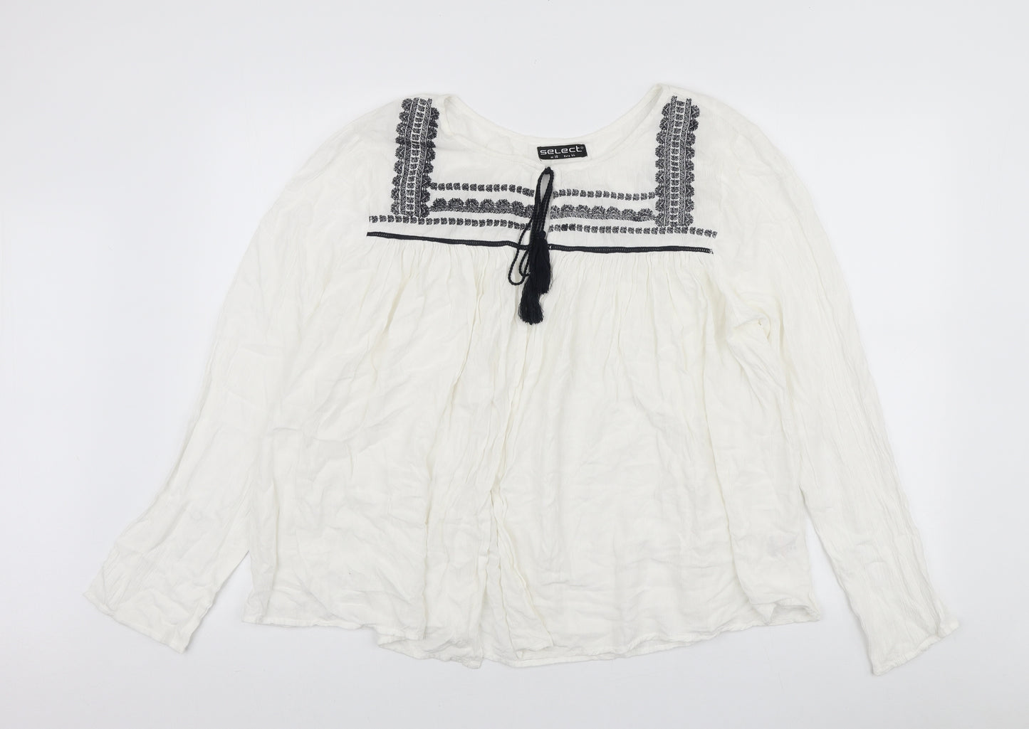 Select Womens White Viscose Basic Blouse Size 16 Round Neck