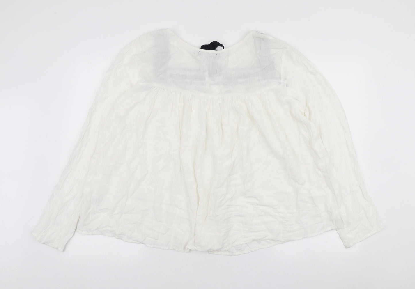 Select Womens White Viscose Basic Blouse Size 16 Round Neck