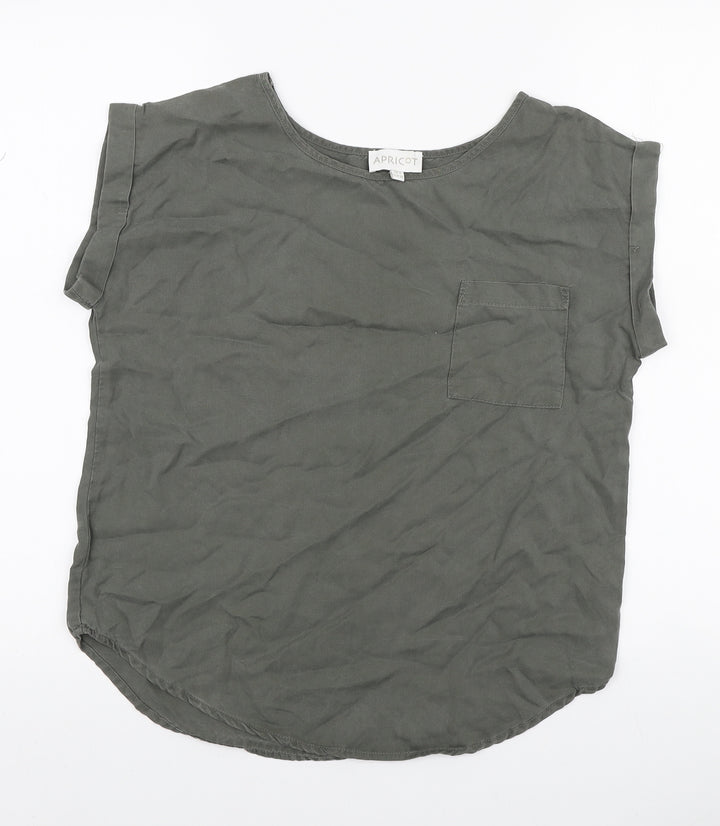 Apricot Womens Green Lyocell Basic T-Shirt Size 8 Round Neck