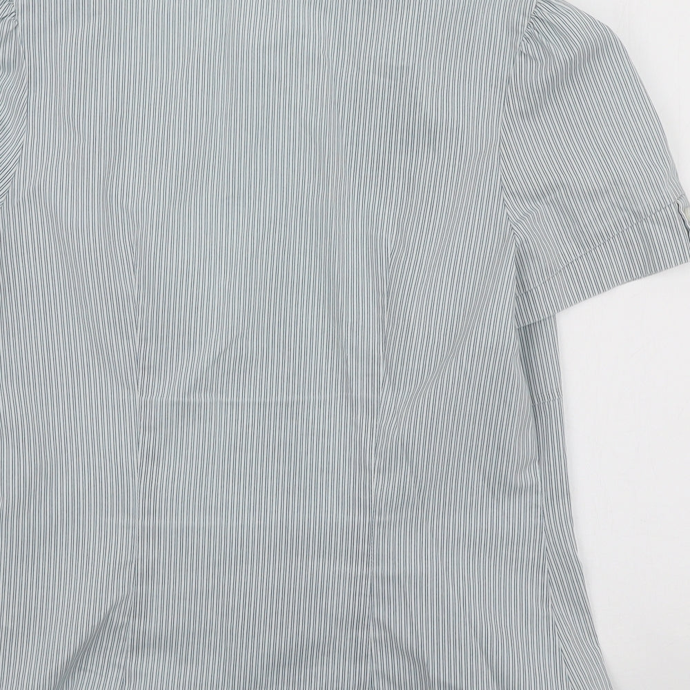 Atmosphere Womens Blue Striped Polyester Basic Button-Up Size 14 Collared