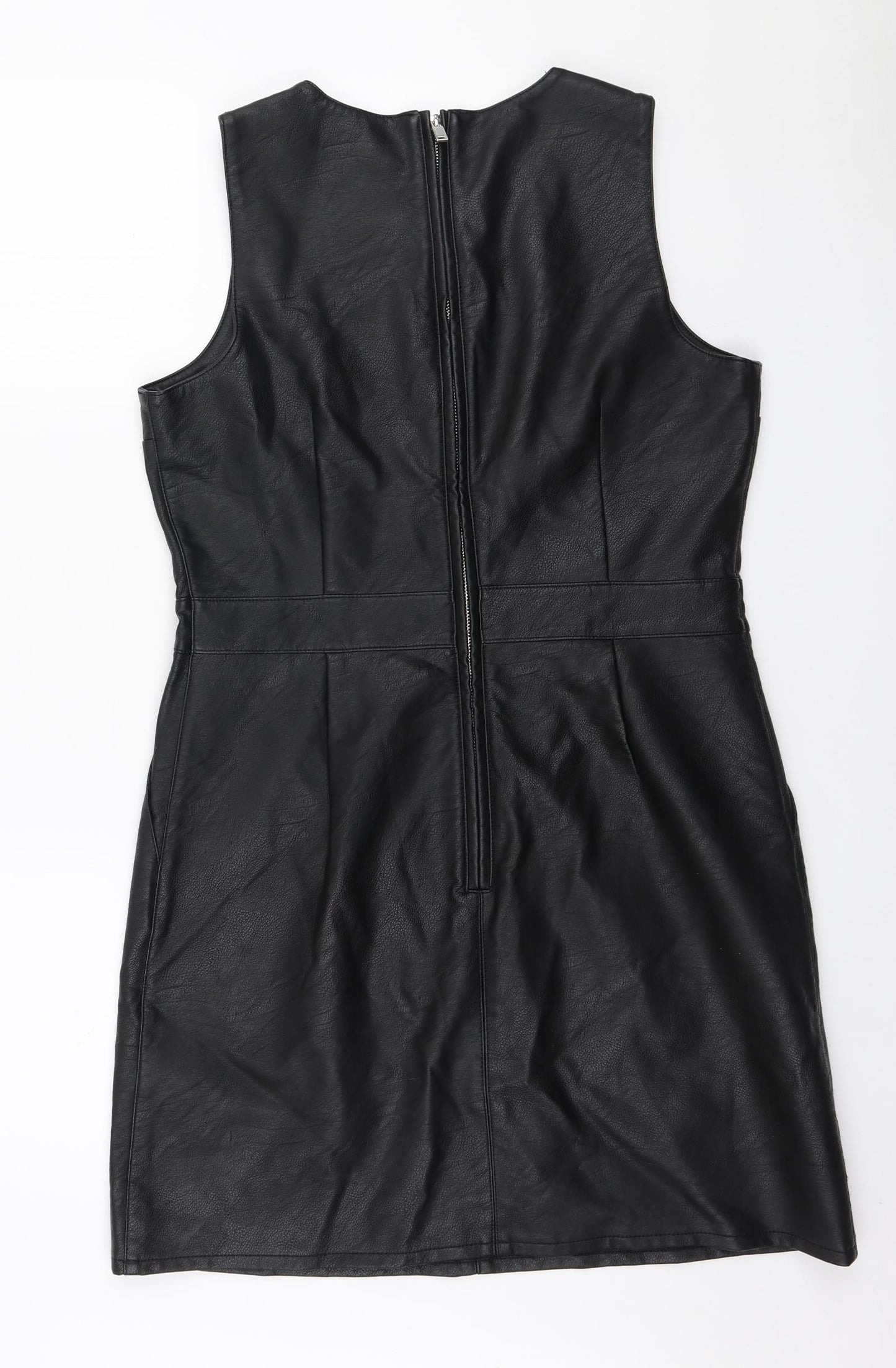 Warehouse Womens Brown Polyethylene A-Line Size 14 Round Neck Zip