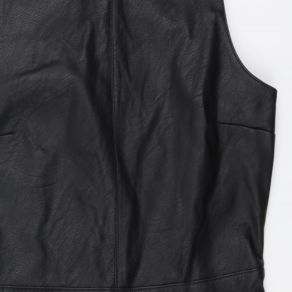 Warehouse Womens Brown Polyethylene A-Line Size 14 Round Neck Zip