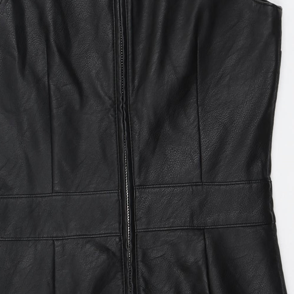 Warehouse Womens Brown Polyethylene A-Line Size 14 Round Neck Zip