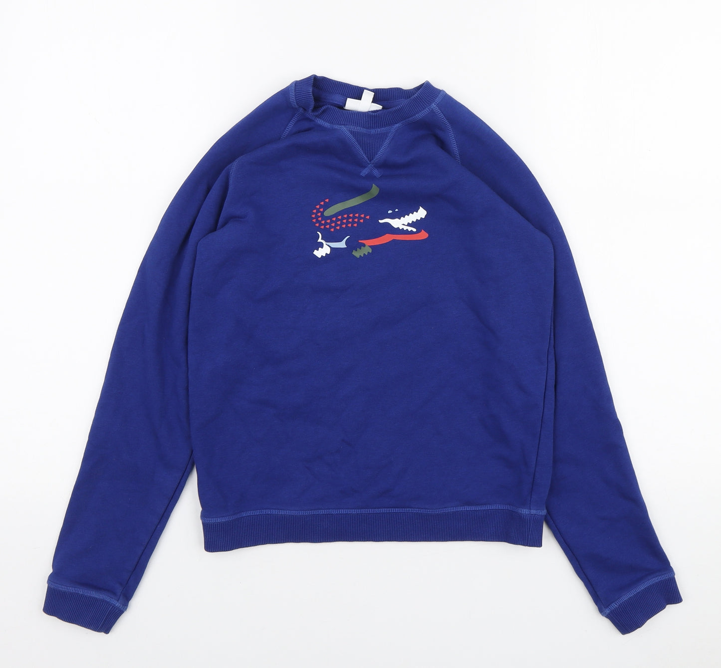 Lacoste Boys Blue Cotton Pullover Sweatshirt Size 12 Years Pullover - Crocodile