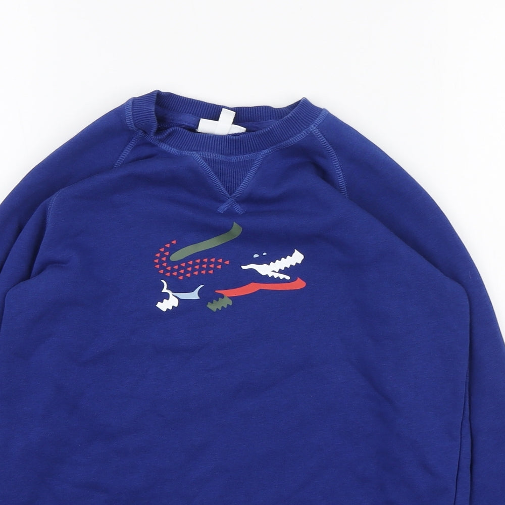 Lacoste Boys Blue Cotton Pullover Sweatshirt Size 12 Years Pullover - Crocodile