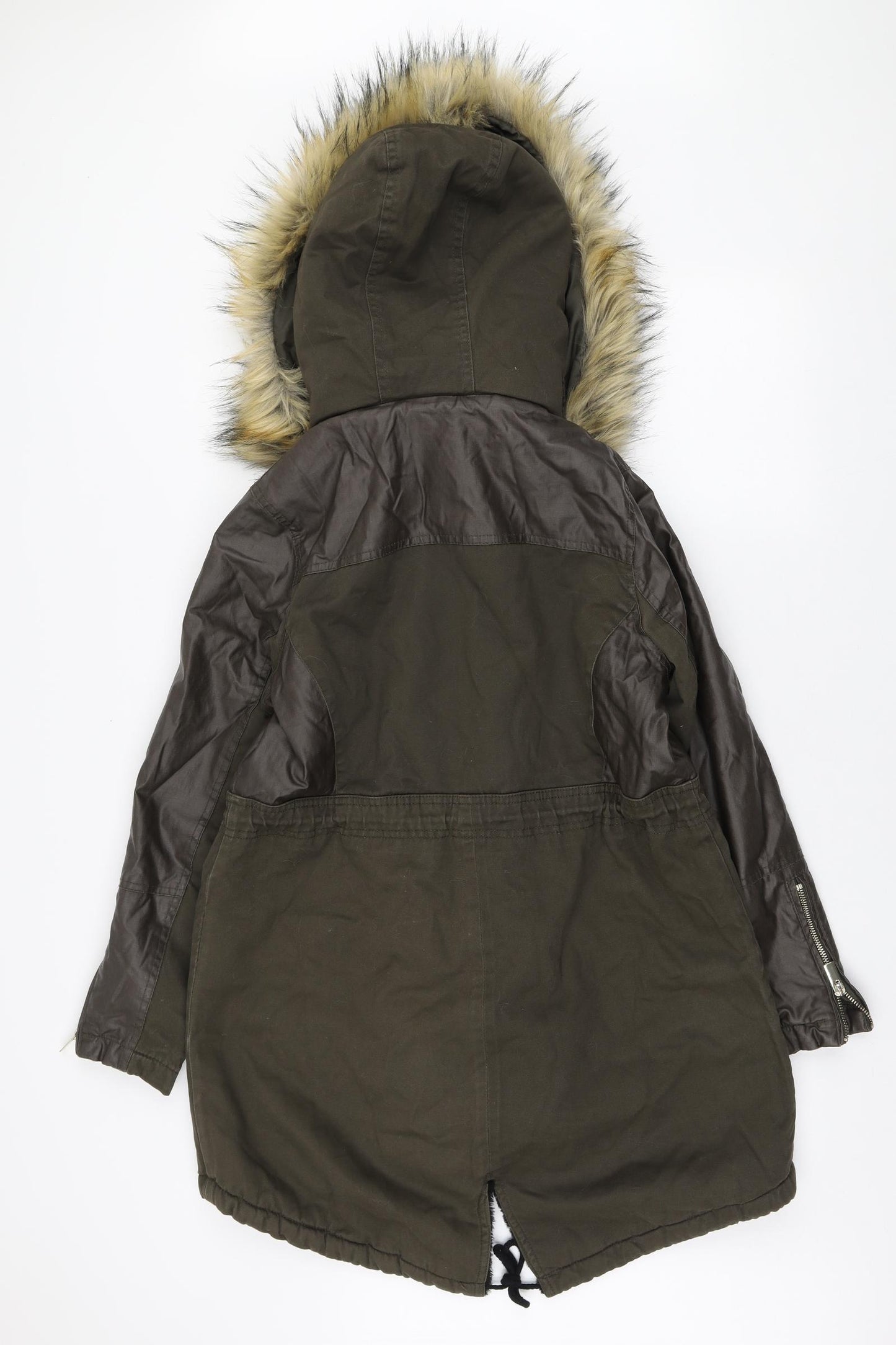 River Island Womens Green Parka Coat Size 12 Zip